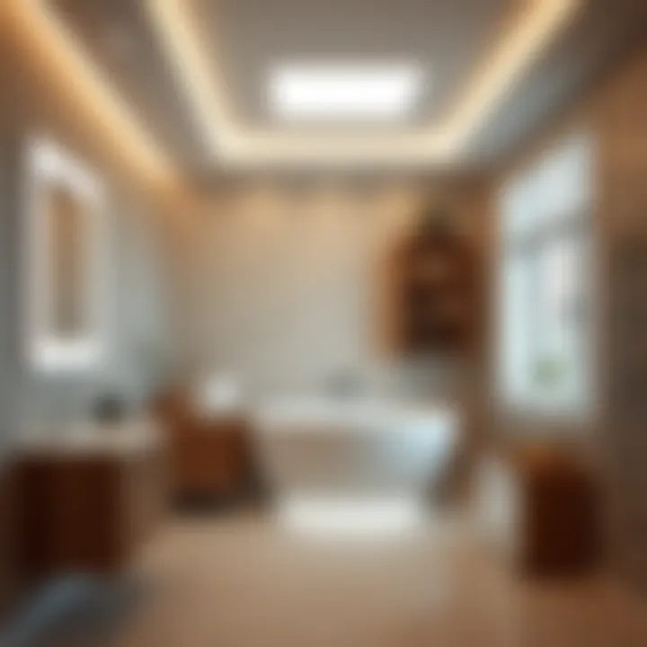 Installation of LED panel lights in a stylish bathroom