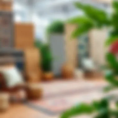 Collection of outdoor rugs displayed in a retail environment