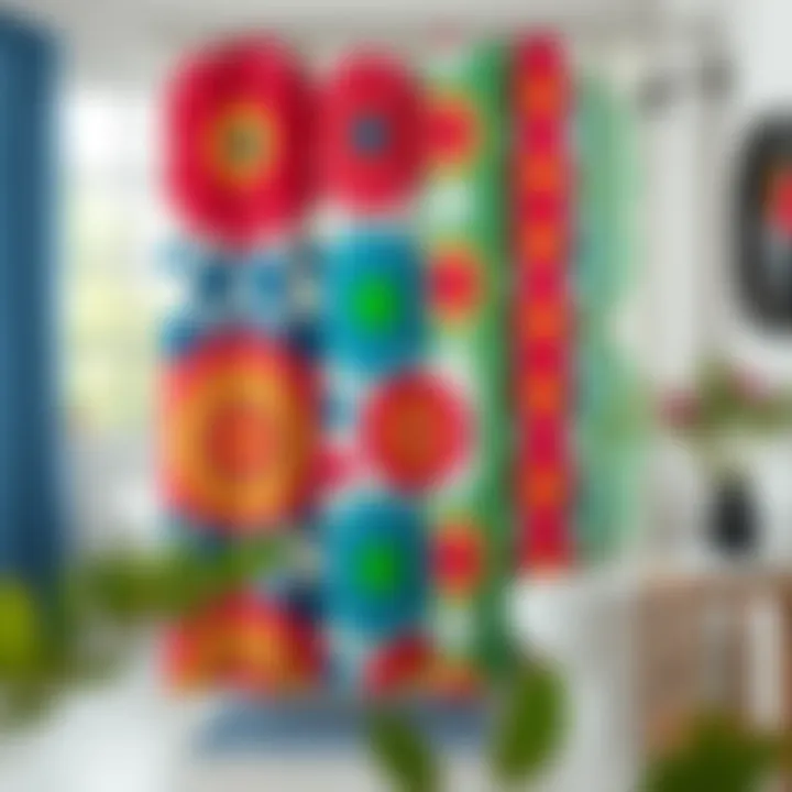 Vibrant and bold patterned shower curtain set