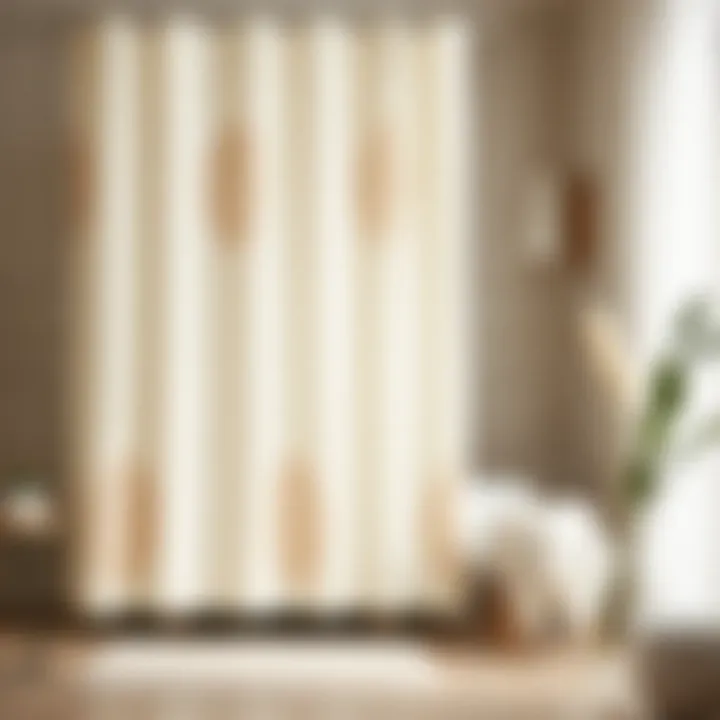 Minimalistic shower curtain set in neutral tones