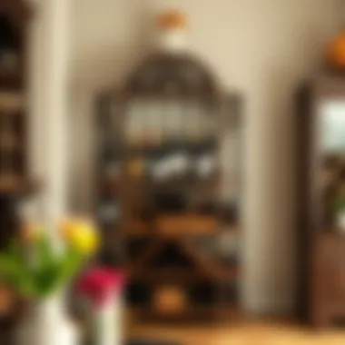 Vintage wine rack with intricate design elements