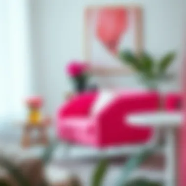 Bright pink accent chair in a stylish interior