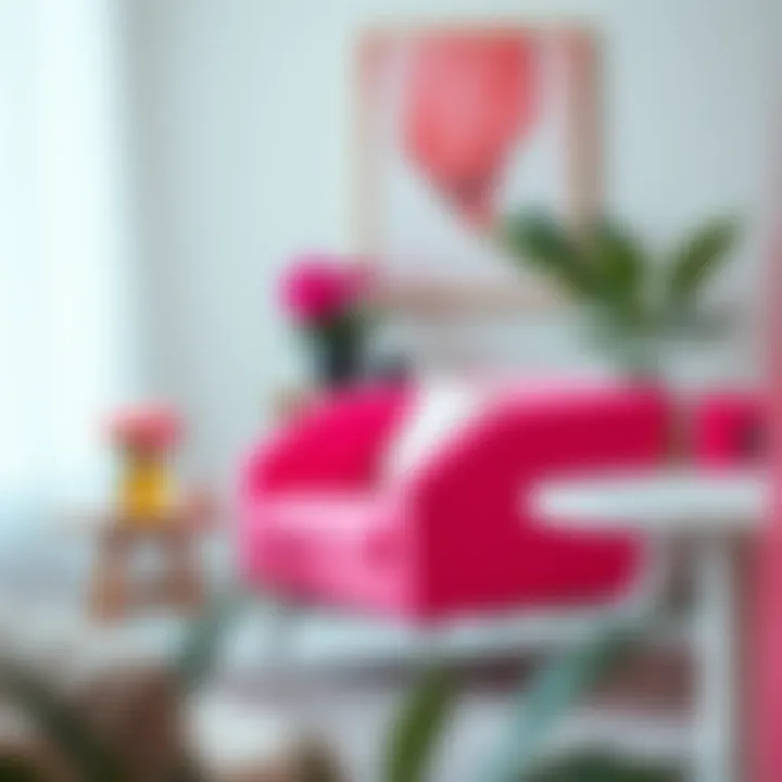 Bright pink accent chair in a stylish interior