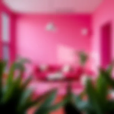 Bright pink furniture in a minimalist setting