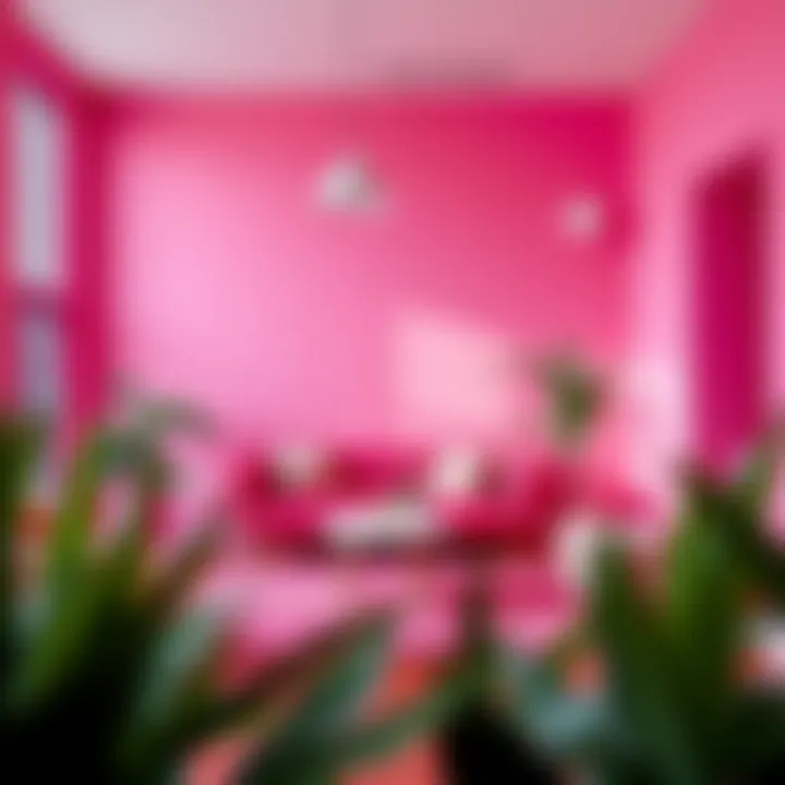 Bright pink furniture in a minimalist setting