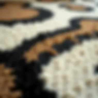 Close-up of a textured cat print rug showcasing intricate details