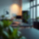 Modern Aesthetic of Black Desks in Workspace Sleek black desk in a modern office setup