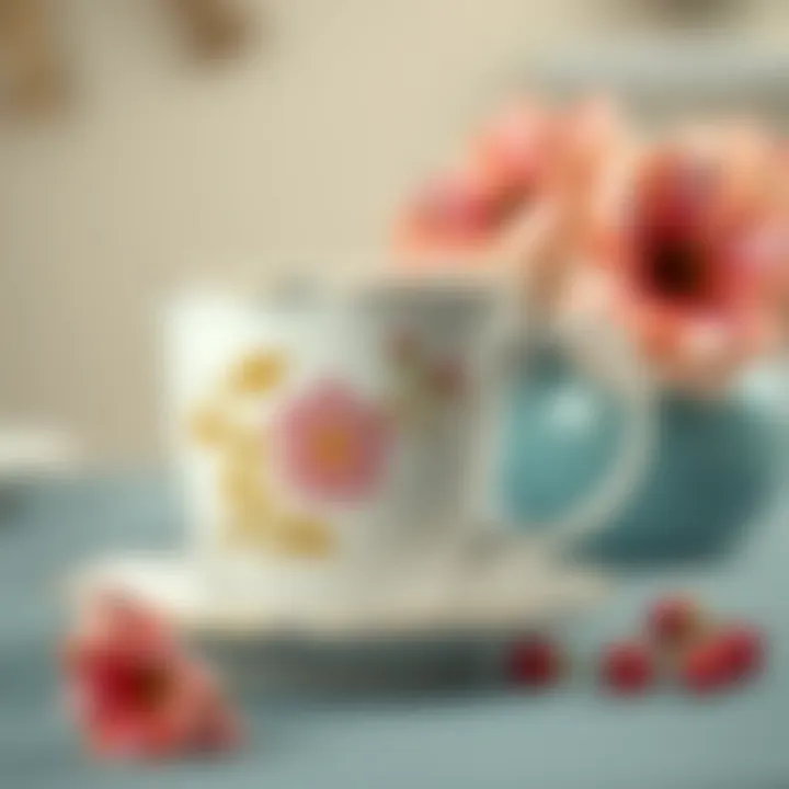 Intricate Floral Design on Corelle Mug Elegant Corelle Ware mug showcasing intricate floral design