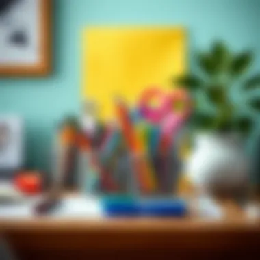 Colorful organizational tools on a desk