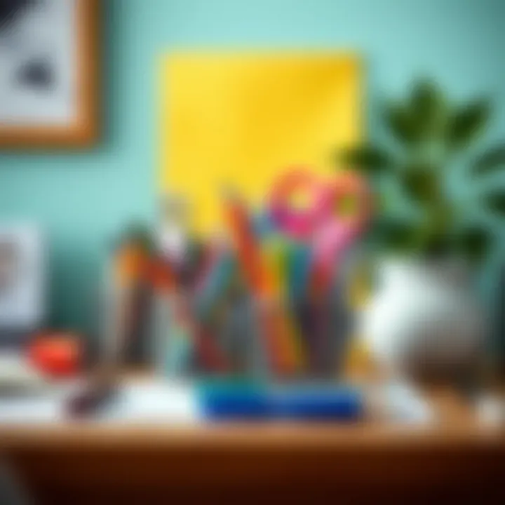 Colorful organizational tools on a desk