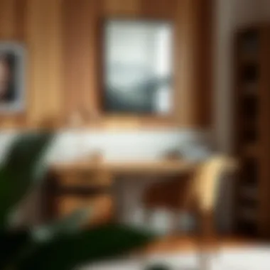 Elegant desk featuring warm wood tones