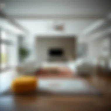Open-concept space with strategically placed rugs