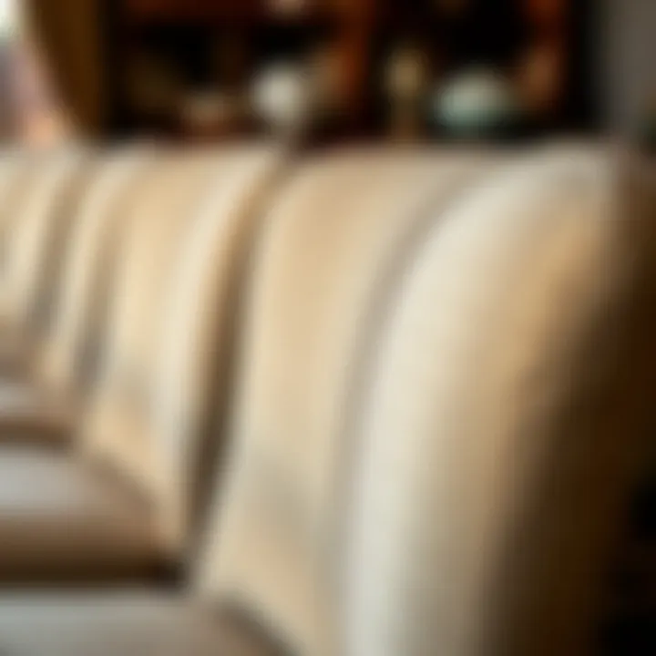 Close-up of luxurious fabric textures used in dining chairs