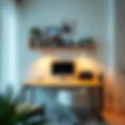 Stylish top shelf design enhancing a modern desk setup