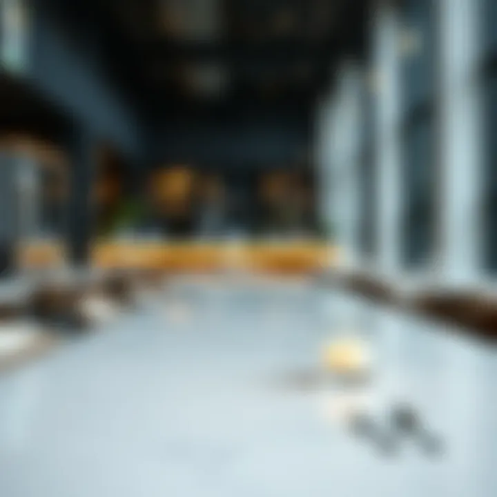 Elegant melamine table top in a modern restaurant setting