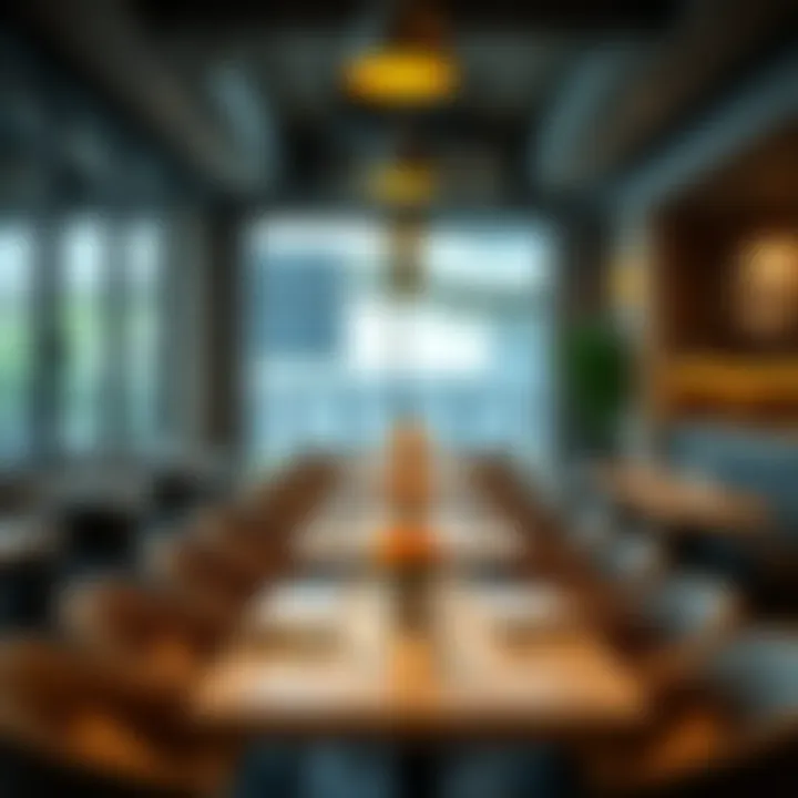 Stylish restaurant interior featuring melamine table tops