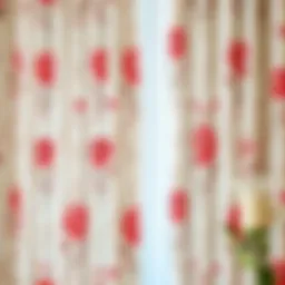 Elegant white and pink floral curtain pattern showcasing intricate designs