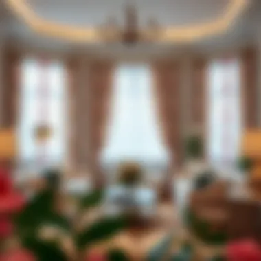 Transformative Living Room Decor Living room adorned with white and pink floral curtains enhancing the decor