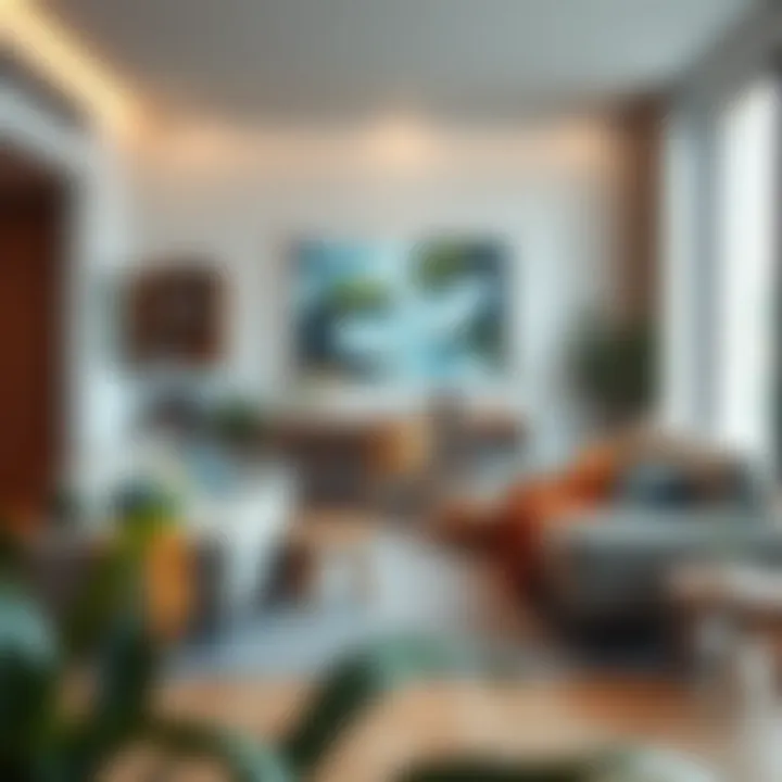 Functional living set arrangement maximizing space