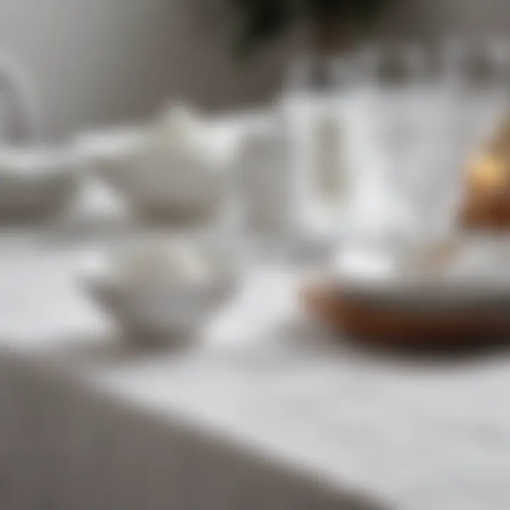 Variety of textures and styles in white table linens