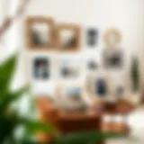 Elegant display of small collage frames showcasing artistic prints