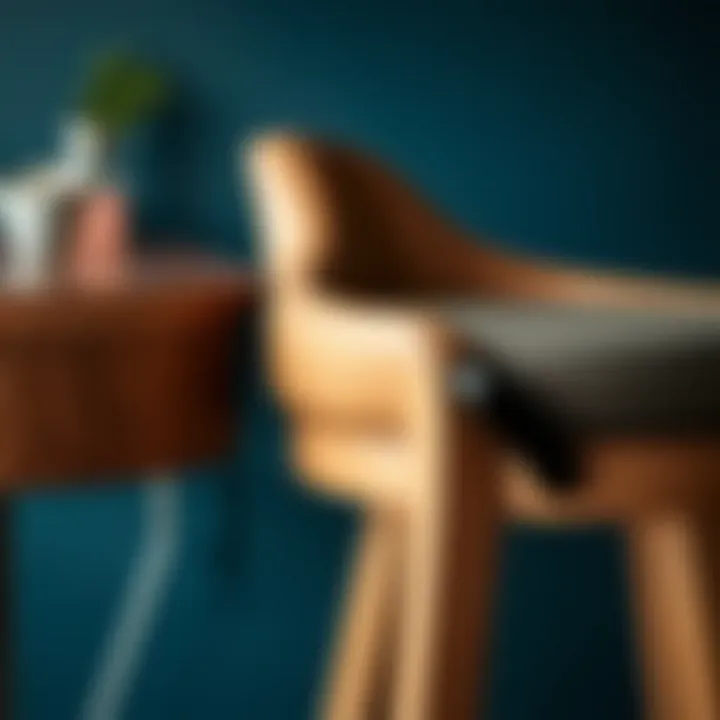 Close-up of premium materials used in bar height stools with arms
