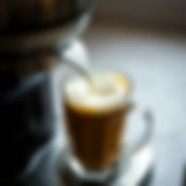 Delicious frothy milk being poured into coffee