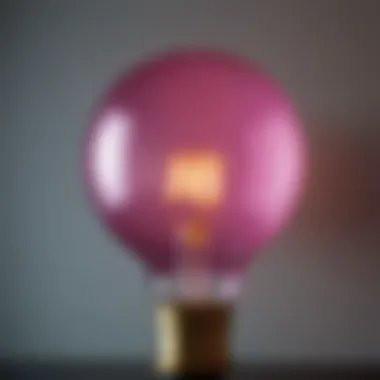 Close-up of a color changing light bulb in a decorative lamp