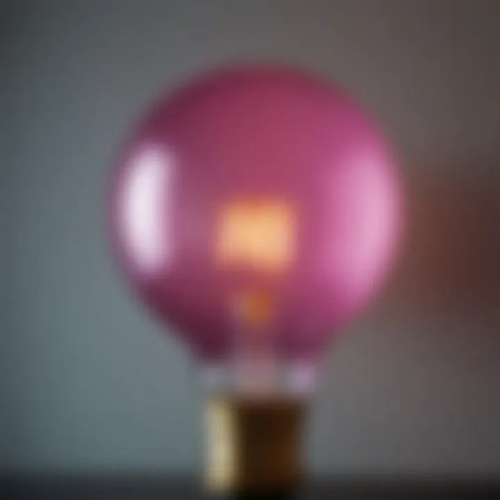 Close-up of a color changing light bulb in a decorative lamp