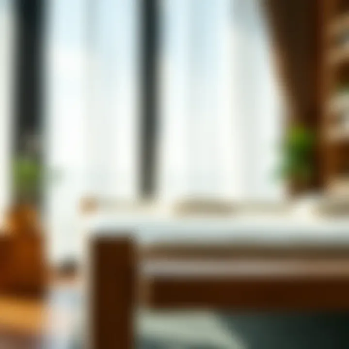 Detail shot of the craftsmanship in wooden futon couch bed design