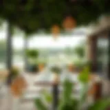 Elegant outdoor dining setup with stylish furniture