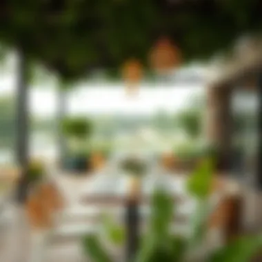 Elegant outdoor dining setup with stylish furniture