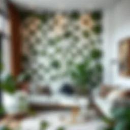 Stylish fake trellis wall enhancing modern interior