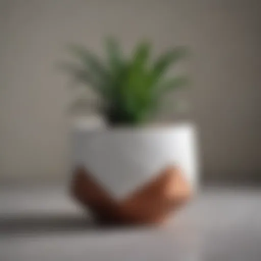 Minimalist ceramic planting pot with geometric design