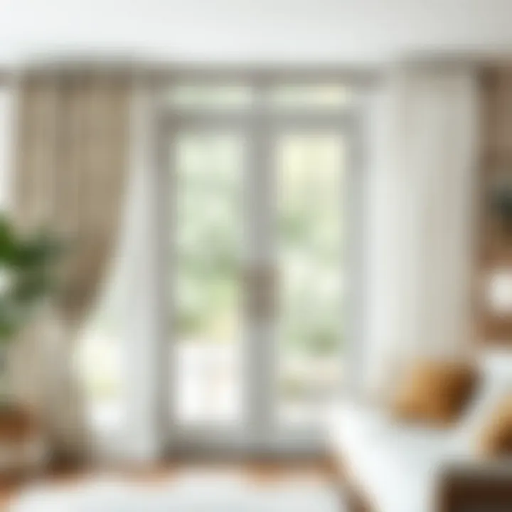 Diverse styles of French door curtains arranged for selection