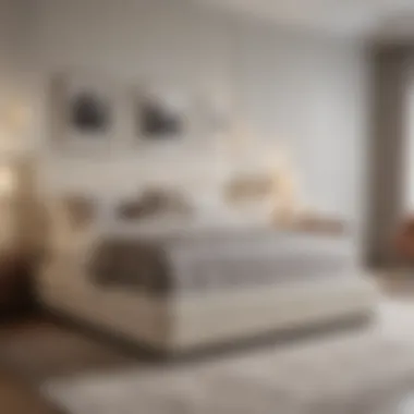 Elegant decor around a full-size bed with smart storage solutions