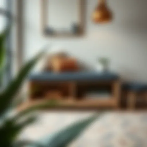 Stylish bench with open storage beneath, showcasing modern interior design.