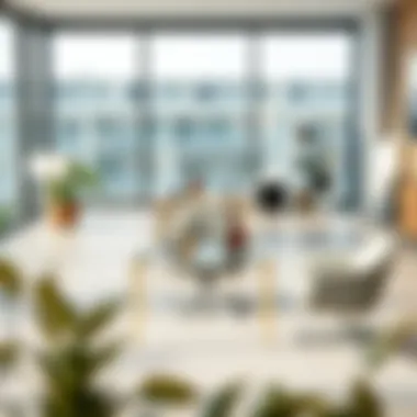 Stylish glass top office desk surrounded by contemporary decor