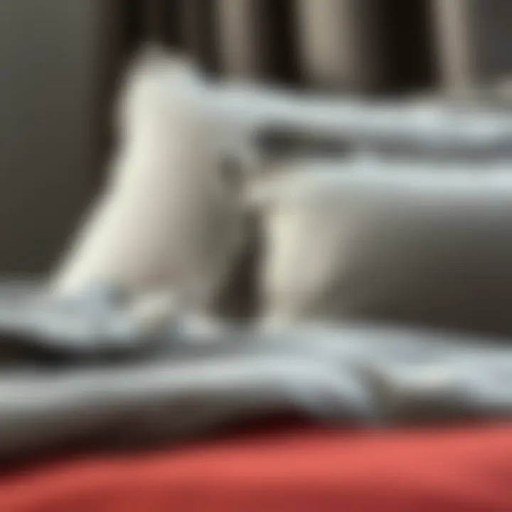 Close-up of luxurious fabric used in gray European pillow shams