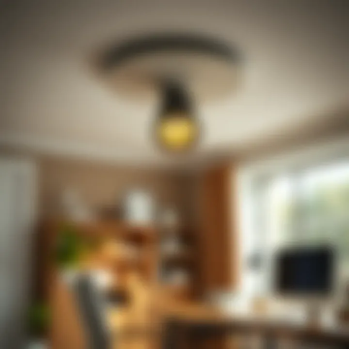 Installation of a ceiling spotlight in a home office