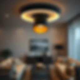 Modern ceiling spotlight illuminating a contemporary living room