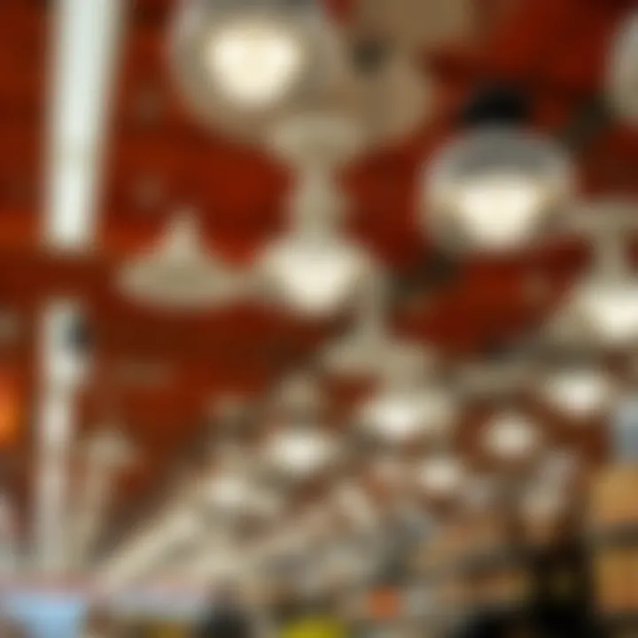 Variety of ceiling spotlights displayed in a Home Depot store