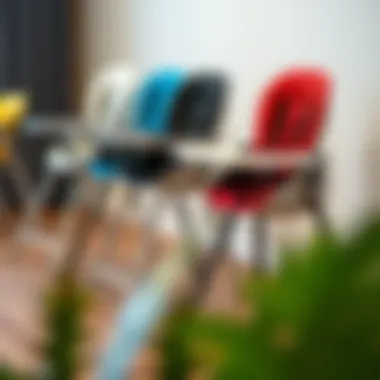 Variety of lightweight high chairs showcasing different materials