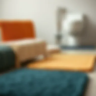 Variety of materials used for modern bath mat runners displayed uniquely