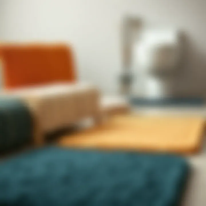 Variety of materials used for modern bath mat runners displayed uniquely