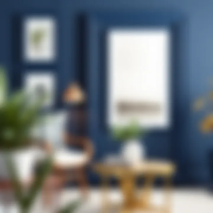 Navy blue frames paired with various decor styles