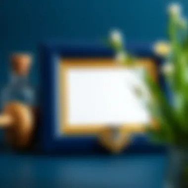 DIY navy blue picture frame with creative embellishments