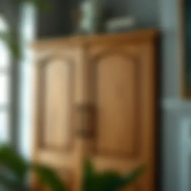 Close-up of oak bookshelf doors highlighting craftsmanship