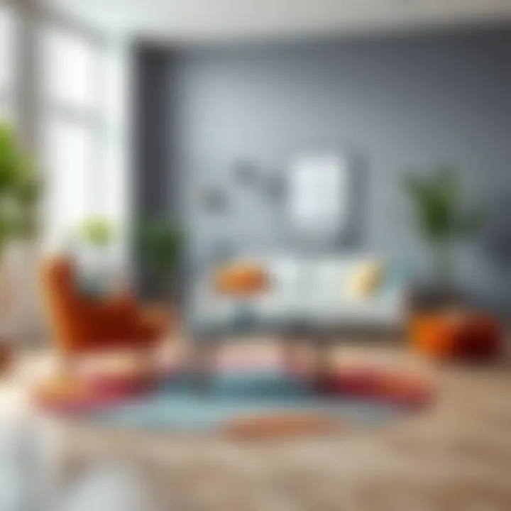 A contemporary living space enhanced by a colorful recycled plastic rug