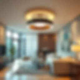 Elegant round LED ceiling light fixture in a modern living room